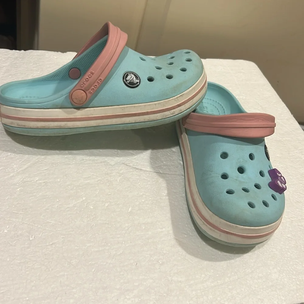 CROCS crocband clogs w/ butterfly jewel on sandals water shoes toddler size 12